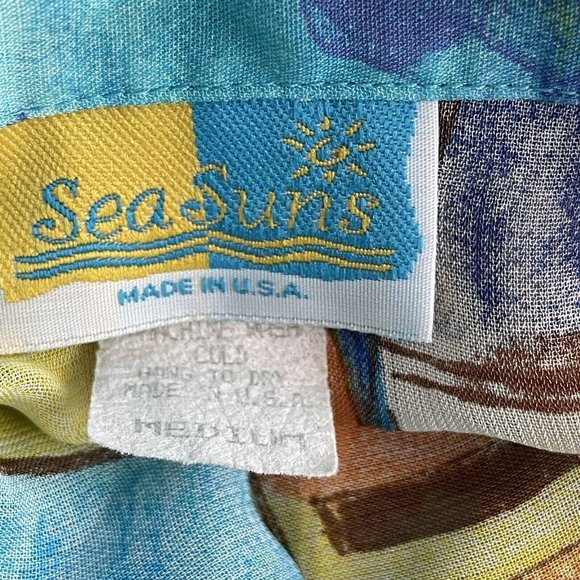 Vintage Sea Suns Outfit 2 Piece Set size medium crop pants semi sheer top tunic - Picture 7 of 9